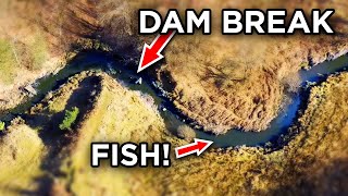 The lake has GONE! (Fishing Where a Dam Broke)