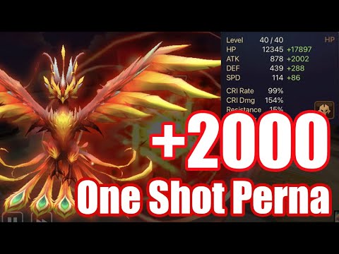 ATK+2000 over god power bird, One Shot Perna😎😎😎【Summoners War】