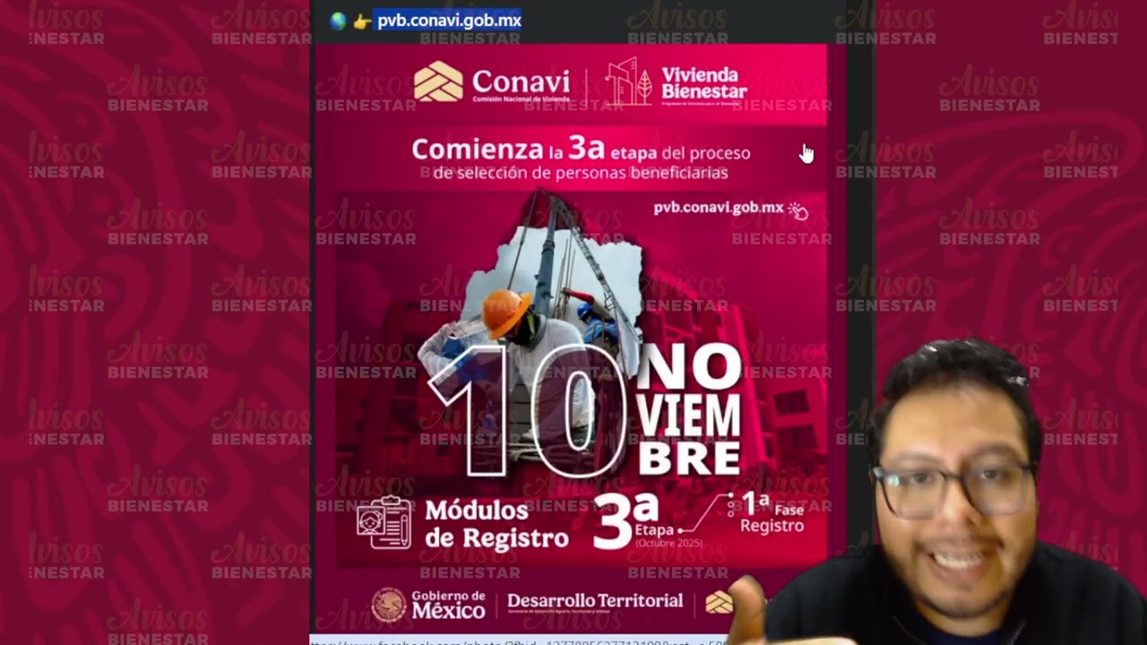 ¡VIVIENDA PARA EL BIENESTAR! Inicia la 3.ª fase para que registres a partir del hoy 10 de noviembre
