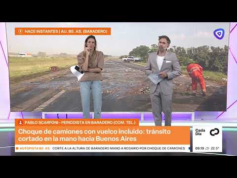 Corte en la autopista Rosario-Buenos Aires por un choque y vuelco de camiones