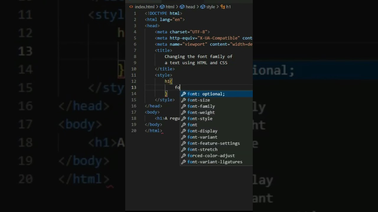 Changing the font family of a text using HTML and CSS