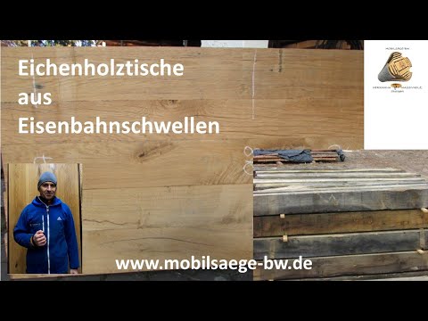 Esstisch Eiche aus unbehandelten Eisenbahnschwellen