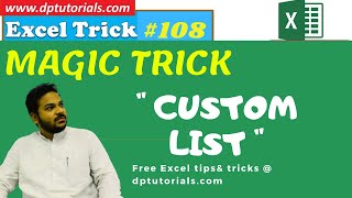 How To Create Custom Lists In Excel Magic || Excel Tricks|| dptutorials