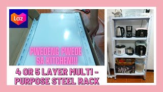 LAZADA 5 LAYER MULTI-PURPOSE STEEL RACK UNBOXING AND HOW TO ASSEMBLE PWEDE DIN KITCHEN ORGANIZER
