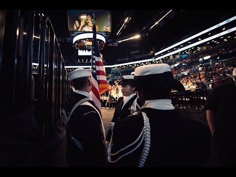 Jack Hsu performs the National Anthem at Barclay Center, Brooklyn.