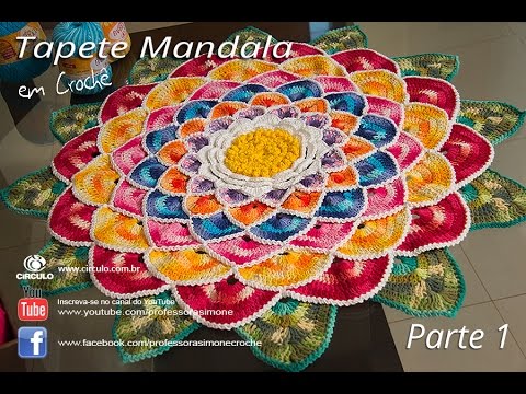 Tapete Redondo de Crochê Mandala parte 1 - Professora Simone