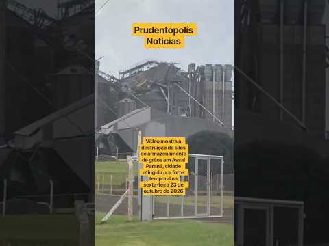 Vídeo mostra a destruição de silos de armazenamento de grãos em Assaí Paraná depois de temporal