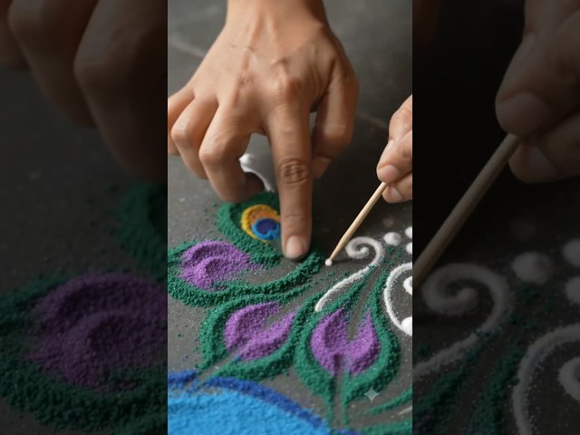 Easy muggulu rangoli design peacock theme by easy rangoli - video 2