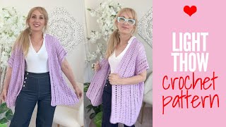 Easy Crochet Cardigan for Beginners | The Luna Cardigan (One Piece, Open Front Tutorial)