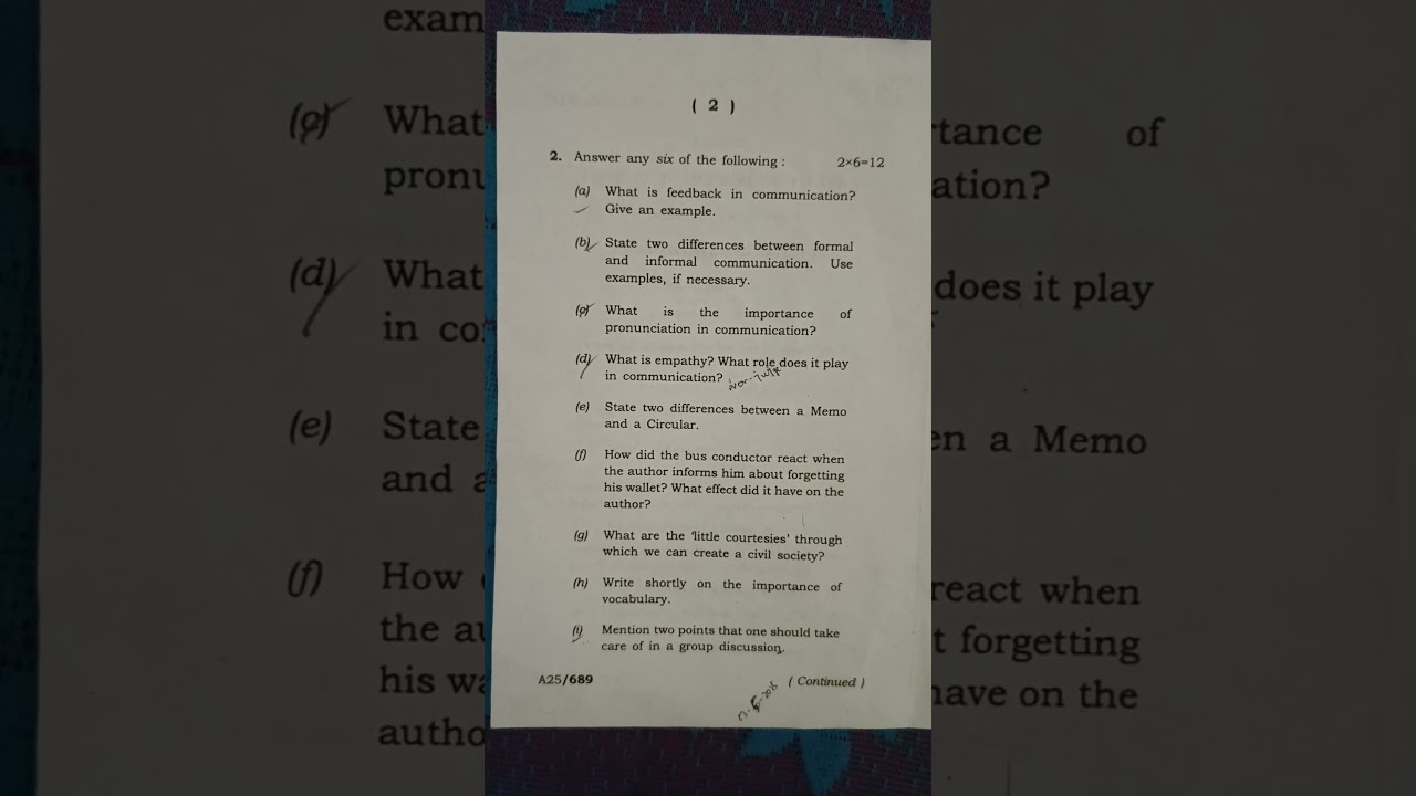 AEC question paper final exam Bsc 2nd semester 2025,GU (communication)