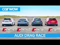 Audi RS5 vs RS3 vs S4 vs old RS4: Drag Race *Closer than you think*