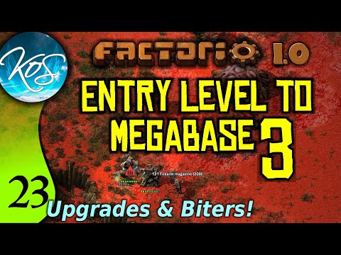 Factorio 1.0 Entry Level to Megabase 3, Ep 23: UPGRADES & BITER BATTLE - Guide, Tutorial