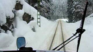 preview picture of video 'Jablonec - Liberec tram riding in winter -cabview 2'