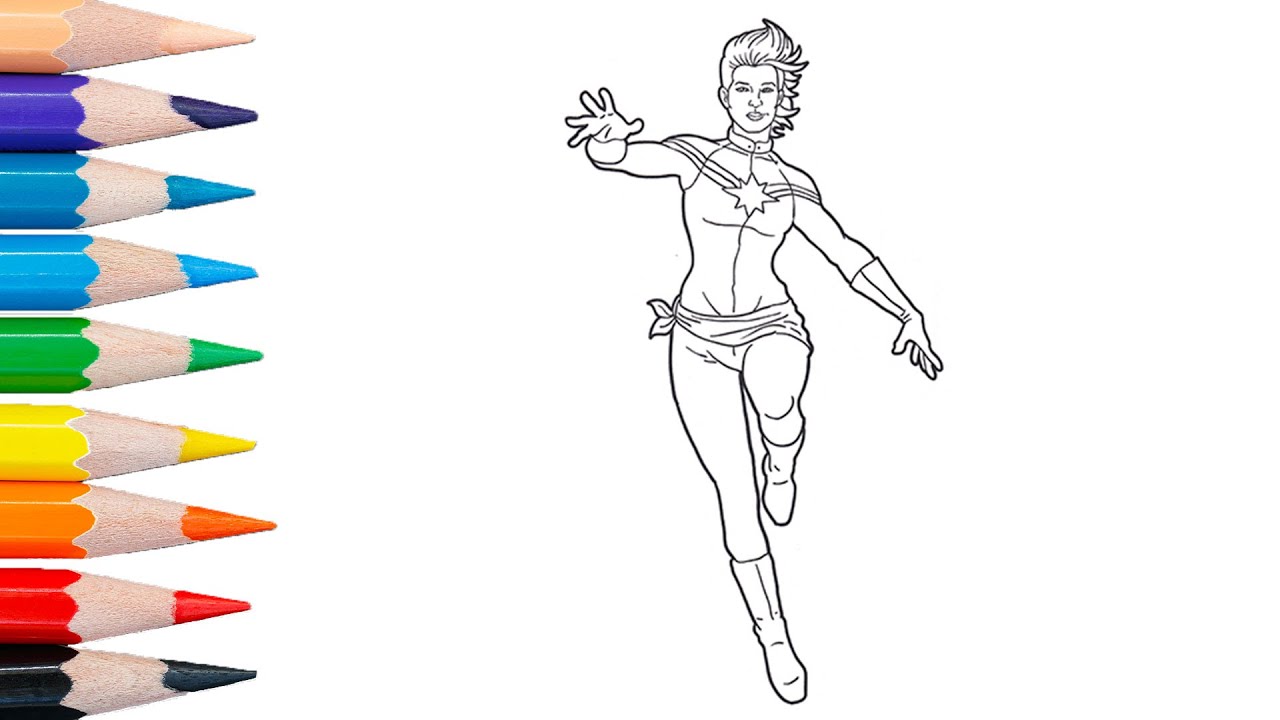 Captain #Marvel coloring page / Marvel superhero coloring page / #Avengers coloring page