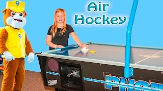 ASSISTANT Air Hockey with Paw Patrol +PJ Masks + Big Bad Wolf in Real Life