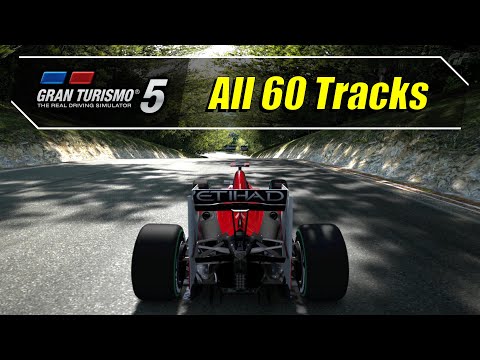 Gran Turismo 5 - Driving All 60 Tracks/Layouts* - With All Updates & DLCs No Reverse (1080@60)