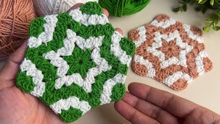 Super easy crochet hexagon star tutorial,step by step guide for beginners