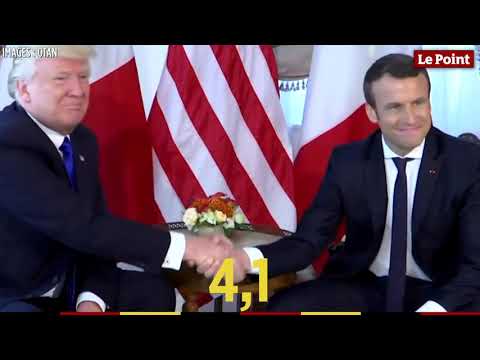 Les poignées de main entre Emmanuel Macron et Donald Trump
