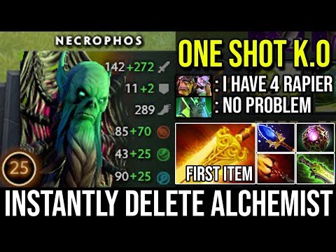 WTF First ITEM Radiance Carry Necrophos | Instantly Delete with Shotgun Vs 4x Rapier Alchemist DotA2
