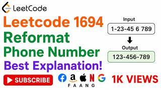 YouTube video 'LeetCode  1694  Reformat Phone Number   - Java Solution Using LinkedList & StringBuilder'