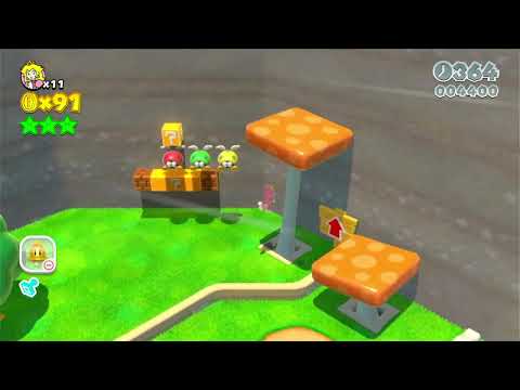 Super Mario 3d World (WiiU) 4-4 100% Speedrun in 93