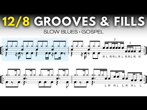 12/8 Drum Grooves & Fills – Slow Blues/Gospel Practice (Not for Beginners)