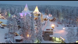 preview picture of video 'Santa Claus' home town Rovaniemi in Lapland Finland by air - Father Christmas home Arctic Circle'