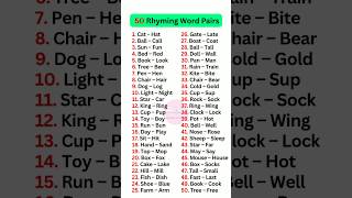 50 Rhyming Word Pairs 👨‍🏫#english #grammar
