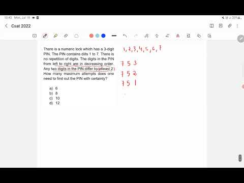 CSAT 2022 Answer Key - There is a numeric lock which has a 3 digit PIN...