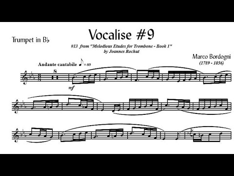 🎺🎺 [TRUMPET VOCALISE ETUDE] Marcos Bordogni Vocalise for Trumpet #09 (Demo Solo and play-along)