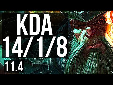 GANGPLANK vs ORIANNA (MID) | 14/1/8, Legendary, 400+ games | NA Grandmaster | v11.4