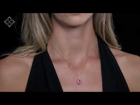 1.50ct Ruby Asteria Collection Diamond Halo Pendant in 18K Gold - FR53-T