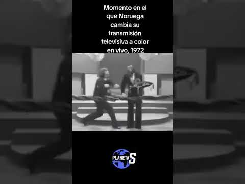 Momento en el que Noruega cambia su transmisión televisiva a color en vivo, año 1972 🎨