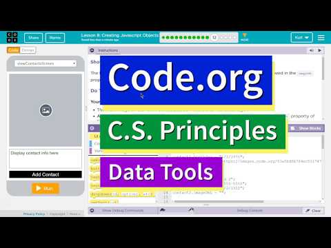 Creating Javascript Objects Lesson 8 12 Tutorial With Answers Code Org Cs Principles