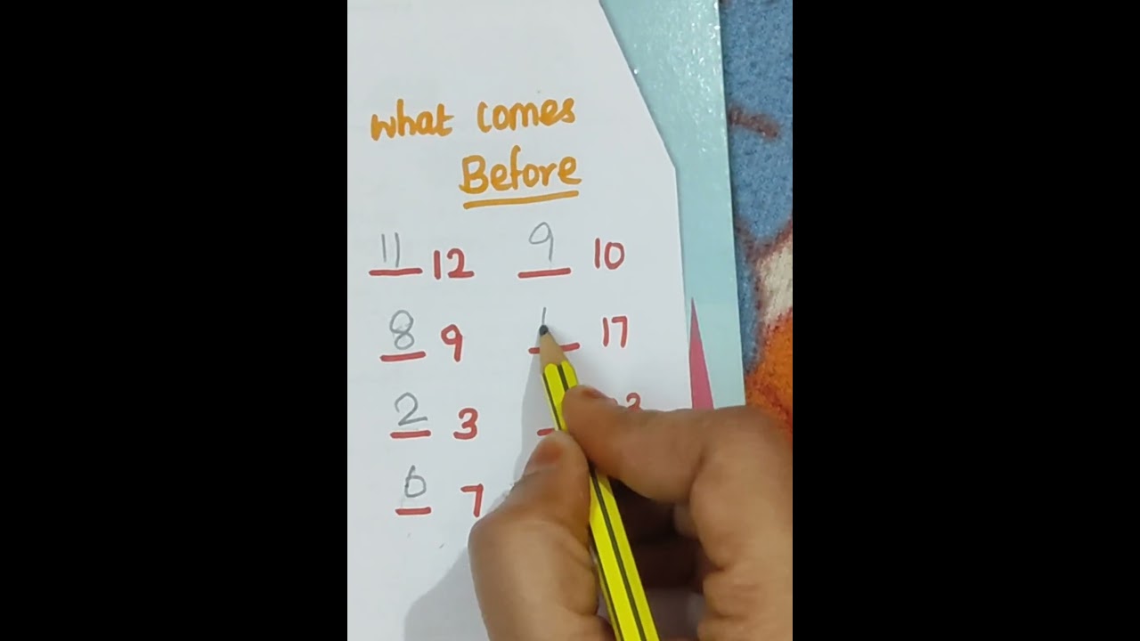 What come before numbers/Maths worksheet #shortsfeed #youtubeshorts.