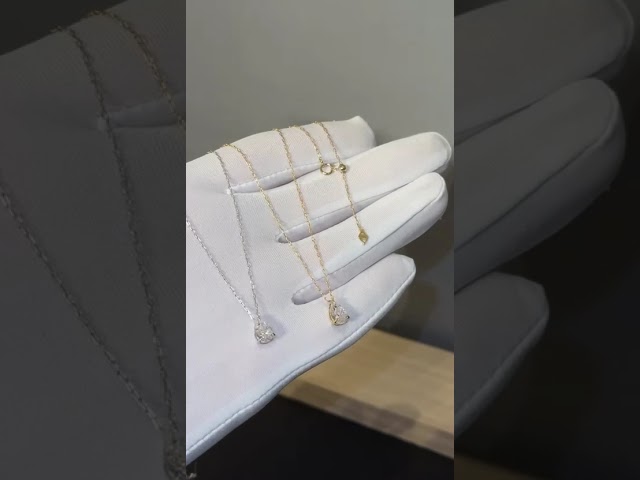 عقد سوليتير دمعة  - 2 قيراط