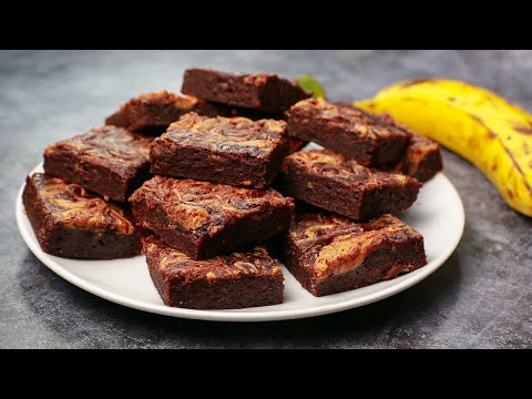 Peanut Butter Banana Brownie Recipe | Eggless & Without Oven | Yummy
