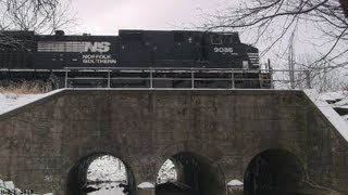 preview picture of video 'Norfolk Southern at Trout Creek Park, Allentown, PA 2/3/13'