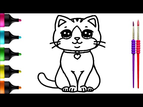 Cute Kitty Drawing and Coloring: Let's Create a Playful Feline Friend! Art for Kids and Toddlers
