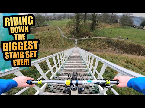 RIDING DOWN THE BIGGEST STAIR SET EVER ON MY ENDURO MTB!