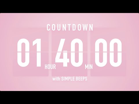 1 Hour 40 Minute Countdown Timer 🌸 Flip Clock with Simple Beeps 🔔