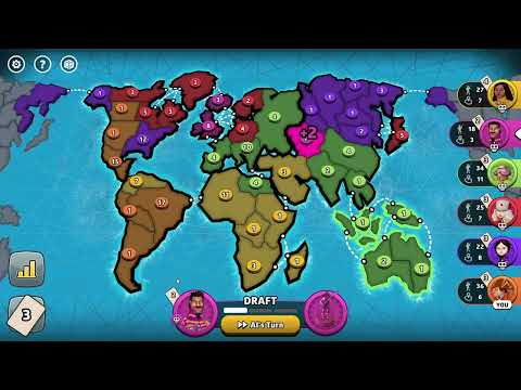 RISK GAMEPLAY | Classic Map | World Domination Mode | 6 players FFA | Medium AI