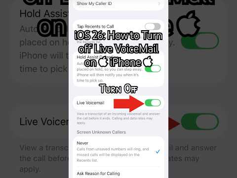 iOS 26: How to Turn off Live VoiceMail on  iPhone   #VoiceMail #Appleiphone #iOS #iOS26