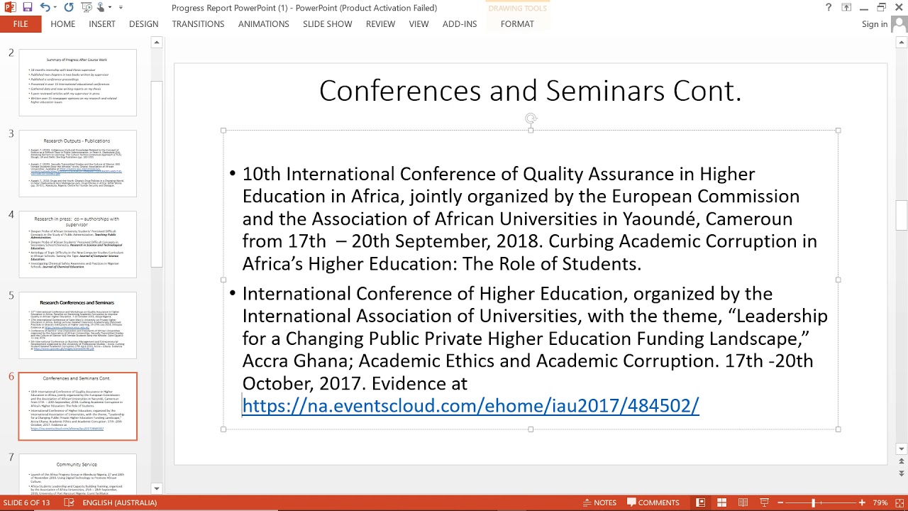 PhD Progress Report of Fred Awaah