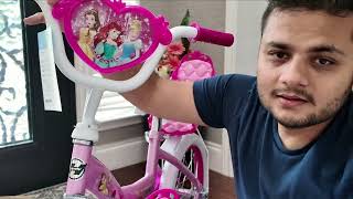 Huffy Disney Princess 16″ Bike Review + Easy Assembly & First Ride (With Training Wheels!)