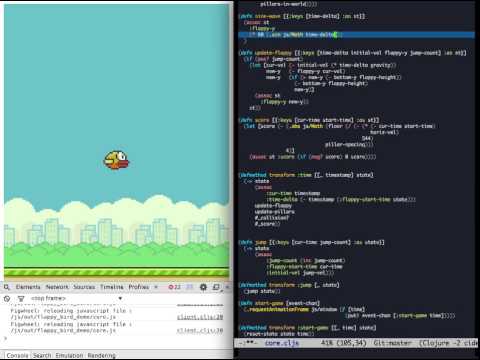 Interactive programming Flappy Bird in ClojureScript