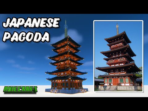 AdieCraft - How to make a MINECRAFT PAGODA - Large Japanese Pagoda Minecraft TUTORIAL - Yakushi-Ji Pagoda, Japan