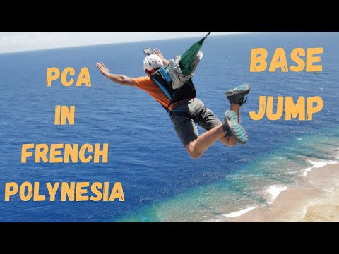 BASE JUMP MAKATEA POLYNESIA slow mo PCA in the wind