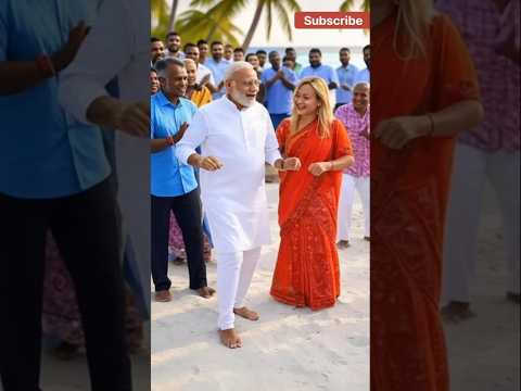 Narendra Modi Ji and Georgia Malini Ji dancing on Kudal Island beach in Maldives