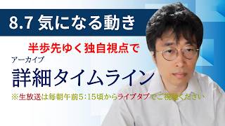 ８・７　気になる動き　日経新聞朝刊から！毎朝、独自視点でニュース論評生放送！！